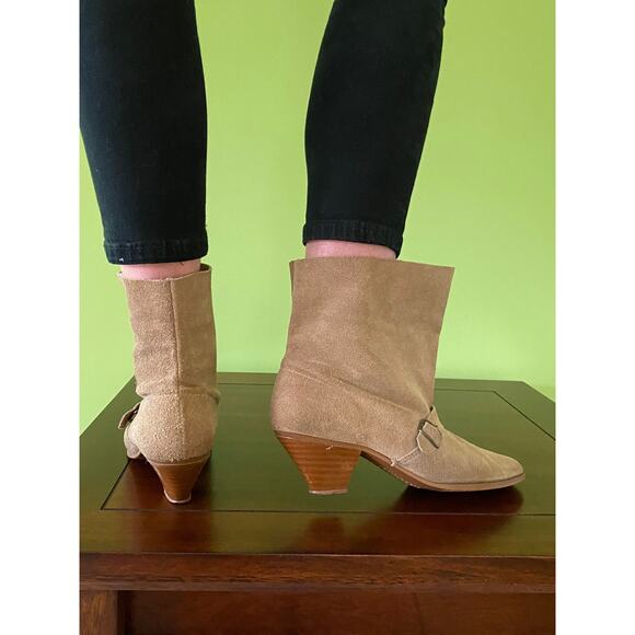 Slouchy Suede Ankle Boots with Low Cone Heel - Picture 5 of 10